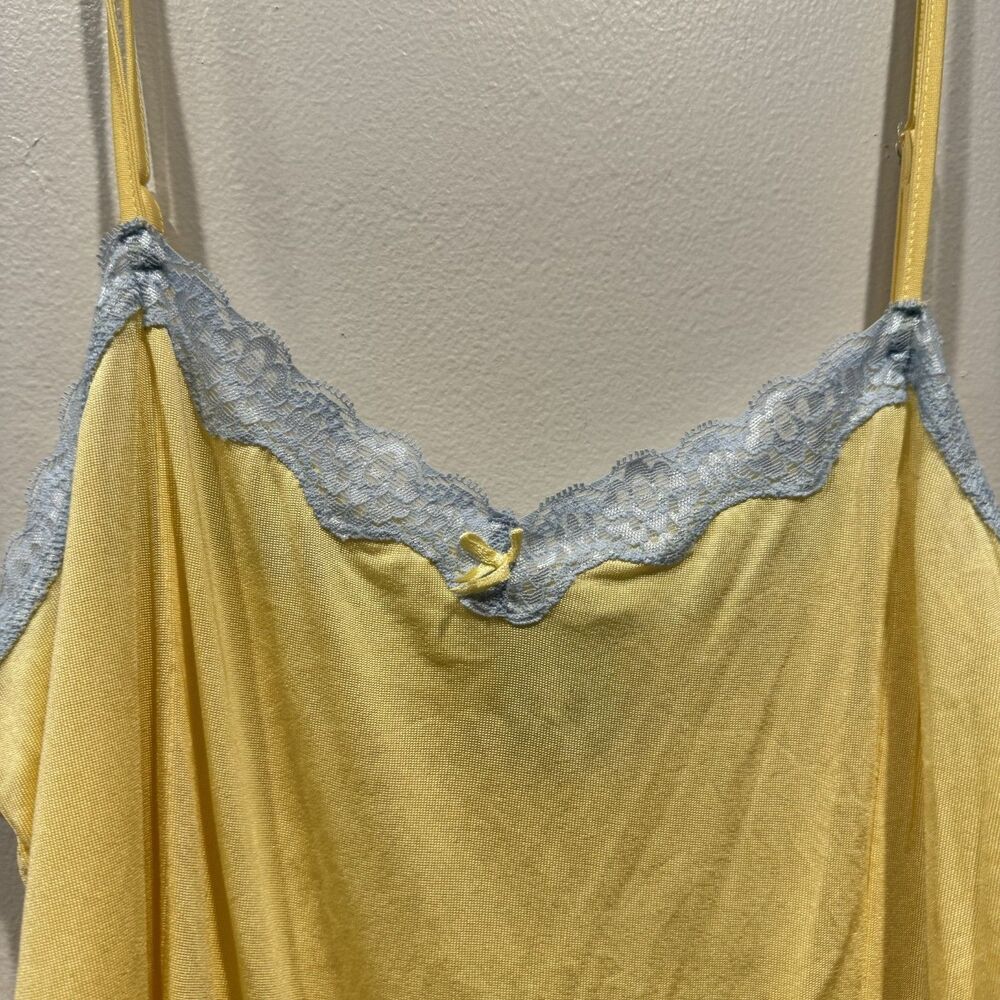 Mary Green Silk Cami Tank Top Yellow Lace 90s Y2K Romantic Coquette Women Large - Picture 4 of 7